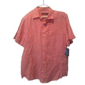 Men's Button down Shirt, Teaberry, Mens Linen button front, Small, $26, B59